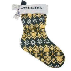 Forever Collectible Oregon Stocking Adults 15 Inch Green & Yellow Christmas New
